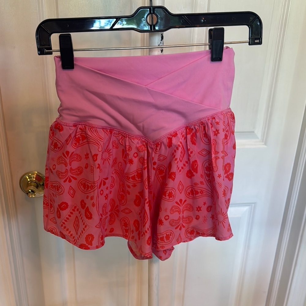 Aerie Pink and Red Women Shorts